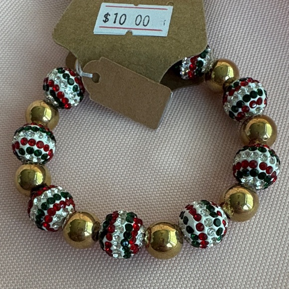 Red, White & Blue Patriotic or 4th of July Rhinestone Beaded Bracelet - Picture 2 of 7